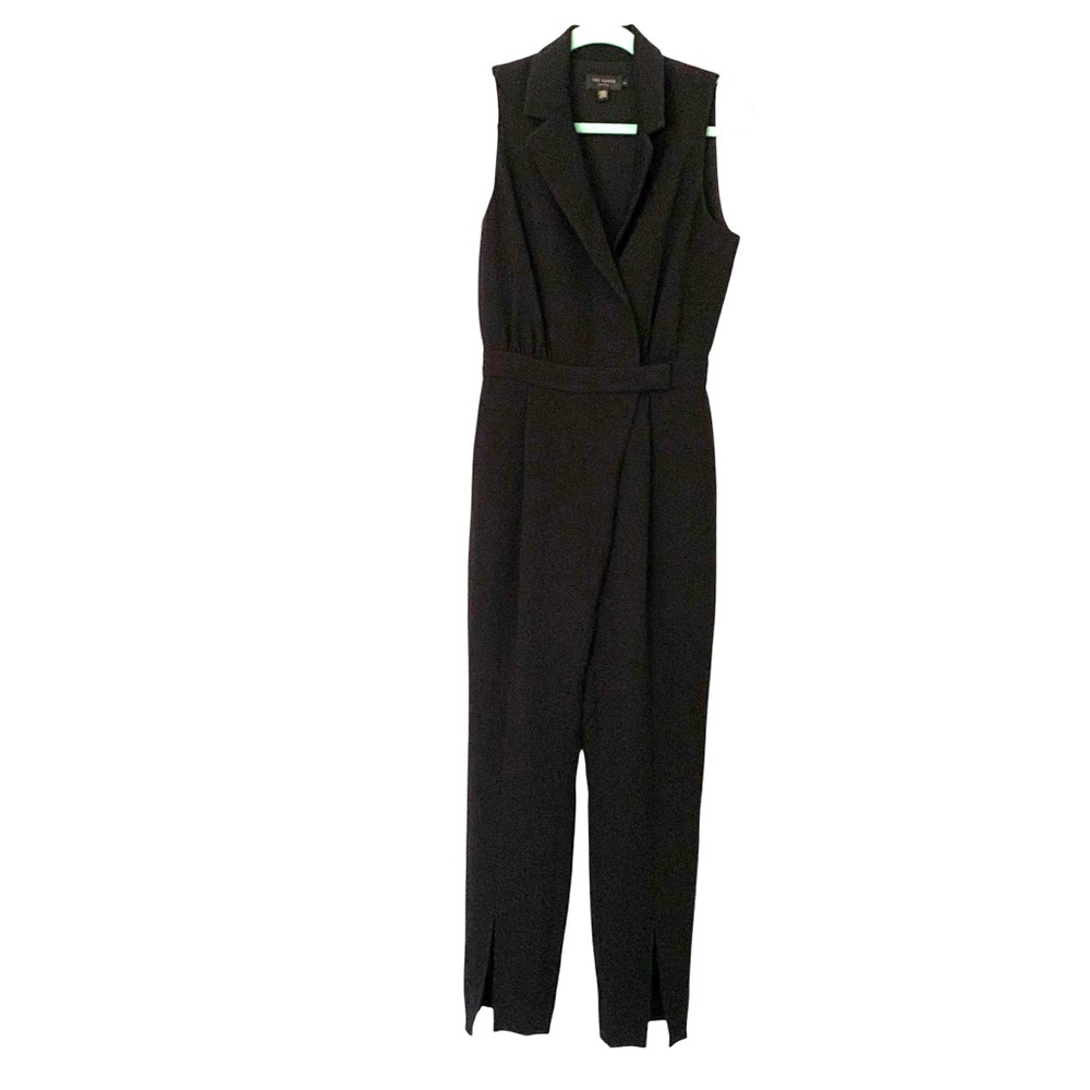 Ted Baker London Black Faux Wrap-Style Size 1/US 4 Classic Minimalist Jumpsuit